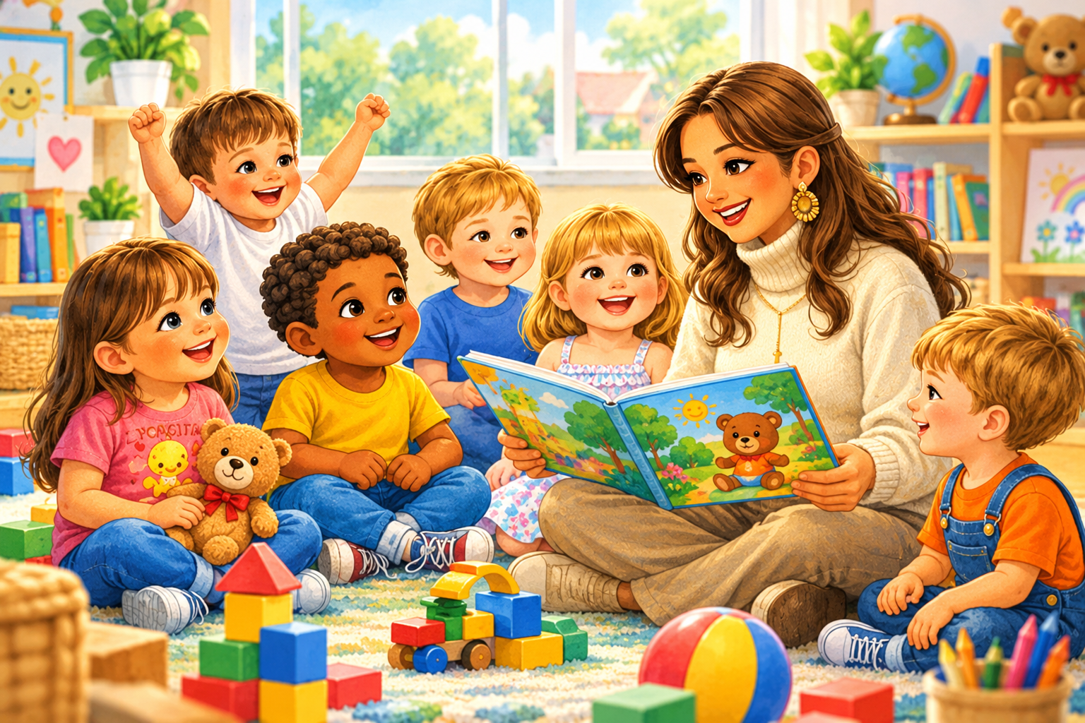 Teacher reading to children